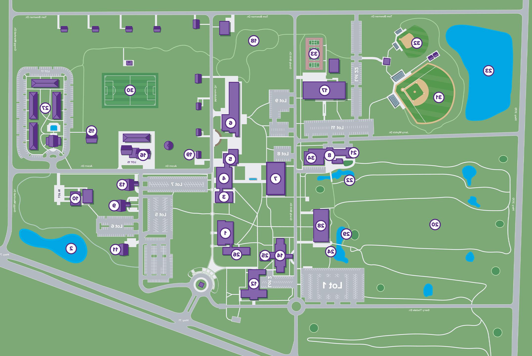 可靠的网赌平台 Campus Map